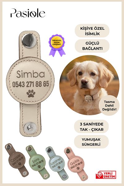 pasiole Leather Dog Tag, Leather Dog Name Tag, Dog Cat Collar, Dog Locket