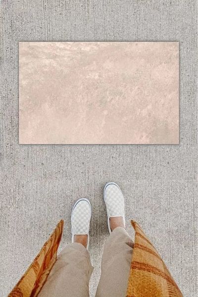 Mu Art Ahşap Digital Print Decorative Plain Beige Door Mat K-1266