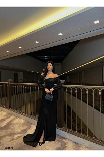 Modafeminen Flowers Kumaş Elbise Siyah 583178