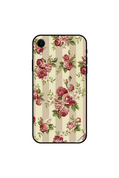 Covernex غطاء حماية لجهاز iPhone XR مزين بورود وأوراق خضراء فوق شرائط