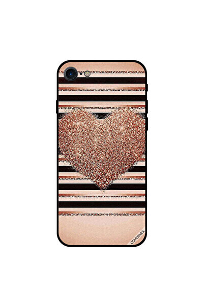 Covernex غطاء حماية لهاتف iPhone 8 بلون الخوخ اللامع على شكل قلب