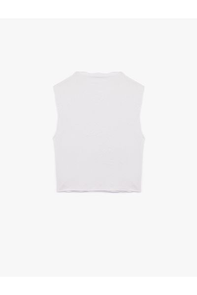 Koton Slim Fit Sleeveless Stand Collar Crop Tank Top