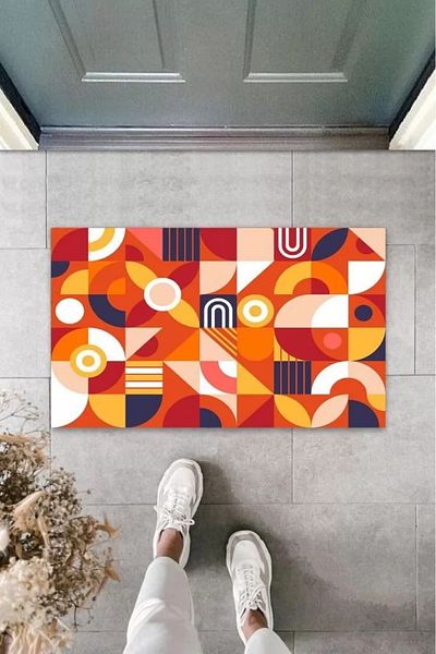 Skygo Decorative Digital Modern Drawing Orange Door Mat Outdoor Door Mat K-3064