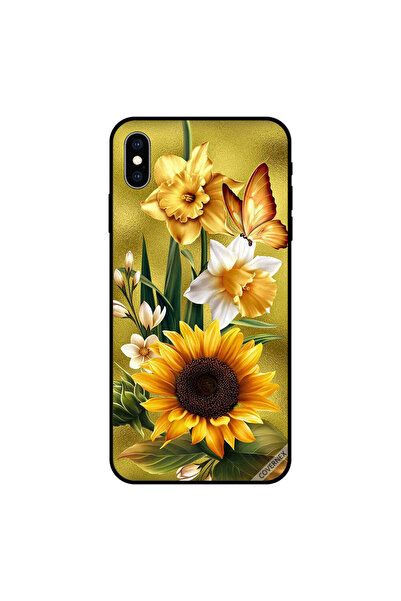 Covernex غطاء حماية لجهاز iPhone XS MAX بتصميم فراشة ذهبية على زهرة عباد الشمس