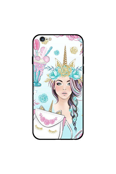 Covernex غطاء حماية لجهاز iPhone 6s Plus مزين برسومات رموش على حقيبة وفتاة وح...