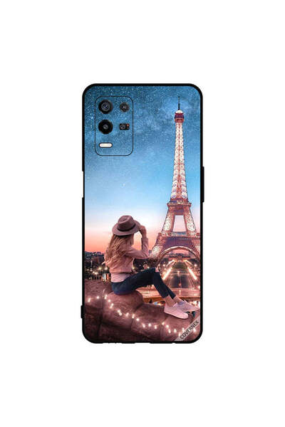 Covernex غطاء حماية لهاتف Oppo K9x - فتاة القبعة البنية وبرج إيفيل