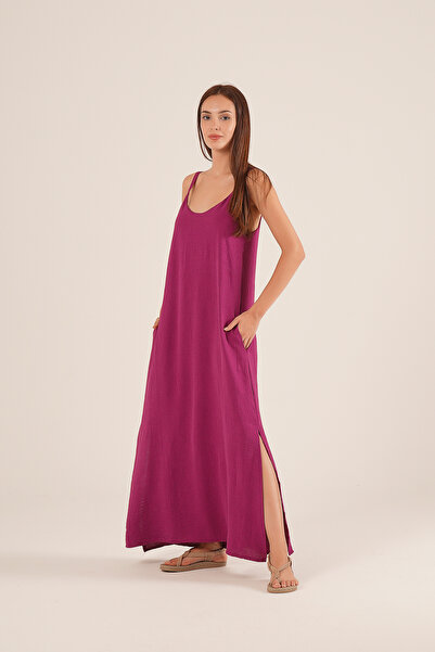 Paw Garage Rochie pentru femei Rose Tela cu bretele Maxi Size Side cu fantă