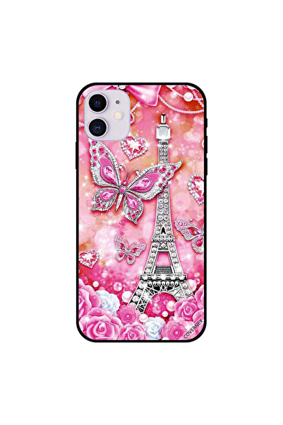Covernex غطاء حماية لجهاز iPhone 11 برسومات فراشات وردية وبرج إيفيل