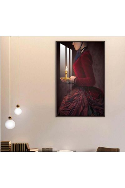 4gdran Wooden wall plaque of a girl with a brown frame and a clear acrylic layer