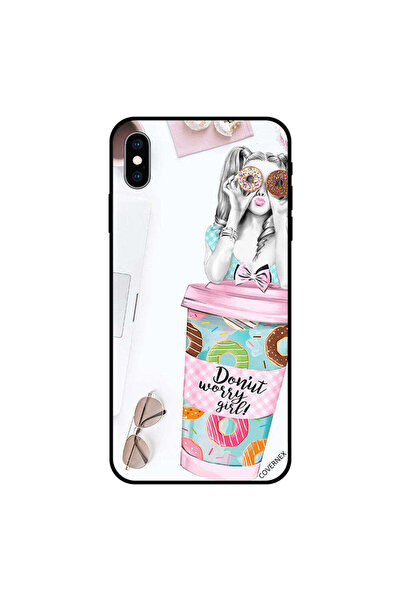 Covernex غطاء حماية لهاتف iPhone X بتصميم فتاة دونات ووري وردي