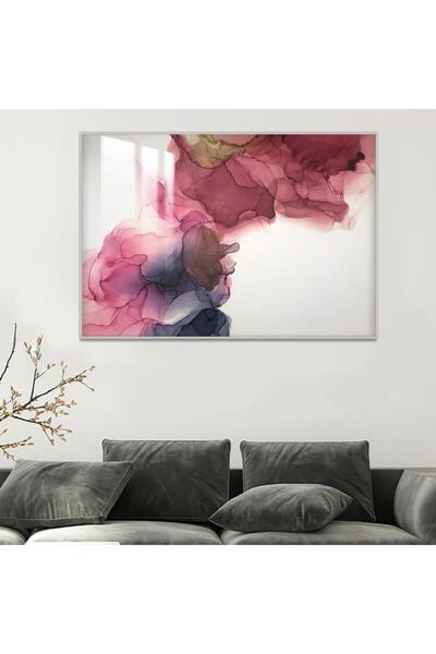 SND Luxury wooden wall panel with abstract art design, silver frame and clear acrylic layer