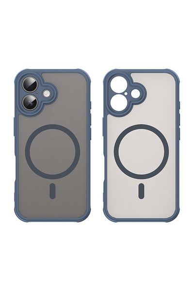 SKYDDAR INNOVATION Carcasă pentru iPhone 16, HaloFrost MagSafe II, rezistentă la șocuri, set de autocolante, albastru marin