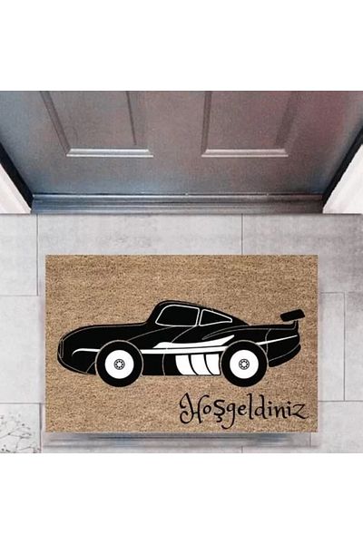 Mu Art Ahşap Door Mat Decorative Digital Print Cars P-2691