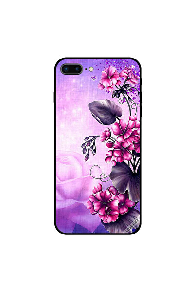 Covernex غطاء حماية لجهاز iPhone 7 Plus بنقشة زهور وردية وأوراق بنفسجية