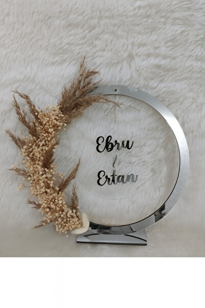 Evsay Pleksi Isimlik Masa Üstü Aynalı Gümüş Isimlik Söz Nişan Düğün Bebek Içi...