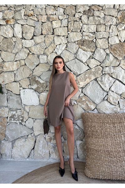 Zerenyus Bell Cut Mink Halter Neck Short Basic Dress