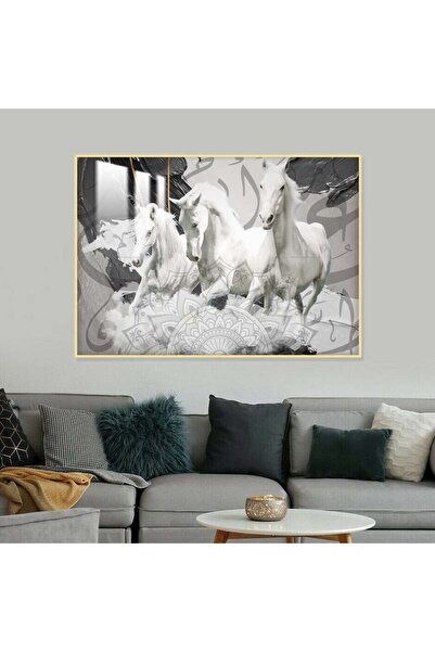 SND لوحة جدارية خشبية فاخرة مع برواز ذهبي و طبقة من الاكرليك الشفاف