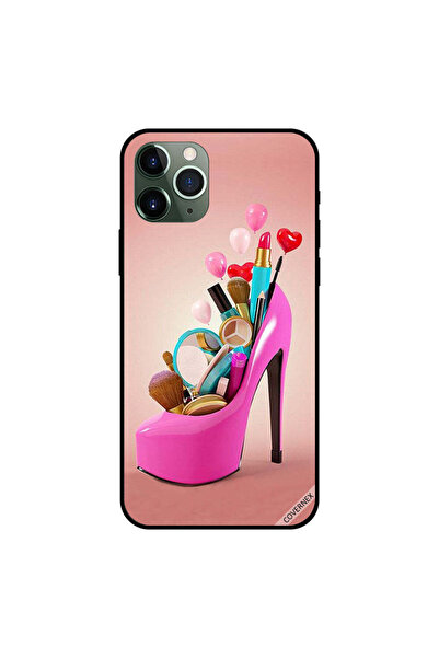 Covernex غطاء حماية لجهاز iPhone 11 Pro Max بتصميم حذاء وردي مع أدوات مكياج