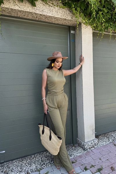 Sorridi Zero Sleeve Draped Seersucker Basic Set of 2