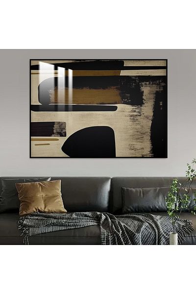 4gdran Luxury wooden wall plaque in bohemian art design with black frame and clear acrylic layer
