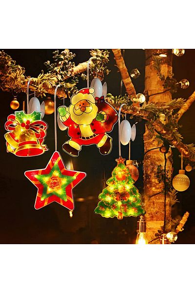 Guizu window decoration, LED, Santa Claus model, multicolor, 20 x 18 cm