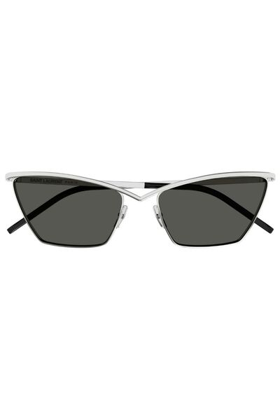 Saint Laurent Paris Women's Sunglasses Sl 637 002 57-17, Cat Eye Silver Frame