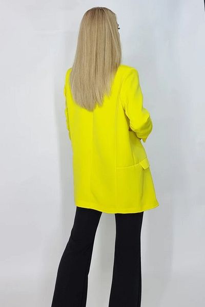 FashionForYou Jachetă casual BLUMY, lungime medie cu clapete, galbenă, mărime XL/2XL, XL/2XL