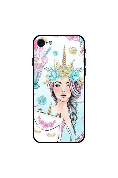 Covernex غطاء حماية لجهاز iPhone 8 بتصميم فتاة وحيد القرن والآيس كريم