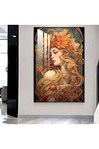 4gdran Wooden wall plaque of a woman with a champagne frame and a clear acrylic layer