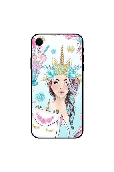 Covernex غطاء حماية iPhone XR بطبعة فتاة وحيد القرن والآيس كريم