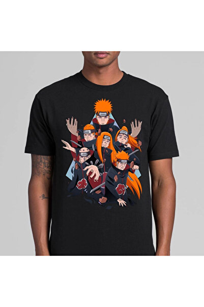 Flood Of Style تي شيرت رجالي منقوش برسومات الرسوم المتحركة ناروتو أنيمي