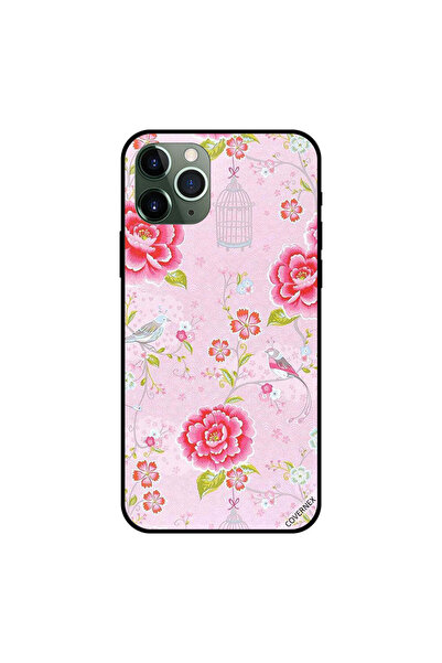 Covernex غطاء حماية لجهاز iPhone 11 Pro Max بطبعة زهور وطيور وردية