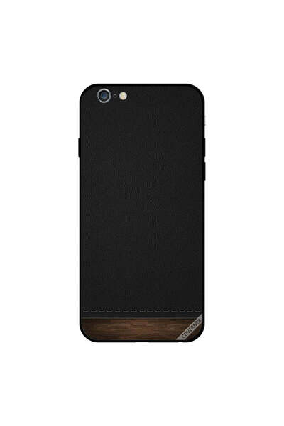 Covernex غطاء حماية لجهاز iPhone 6s مصنوع من الجلد الأسود والخشب في الأسفل