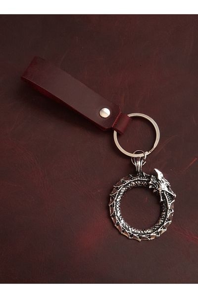BSN Store Self-Eating Snake Figure Keychain Premium Handmade Real Leather Keychain