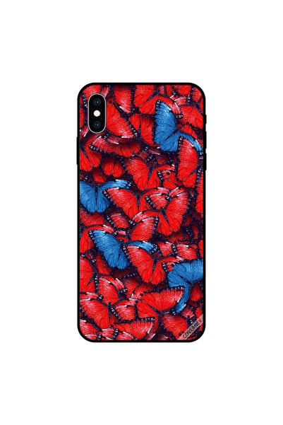 Covernex غطاء حماية لجهاز iPhone XS MAX بنقشة فراشات حمراء وزرقاء