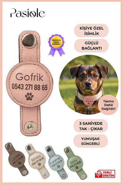 pasiole Leather Dog Tag, Leather Dog Name Tag, Dog Cat Collar, Dog Locket