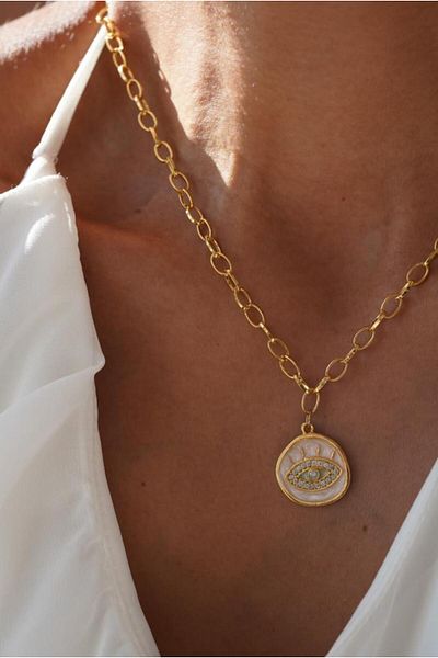 AŞIK ACCESSORIES Evil Eye Necklace with Eye Figure