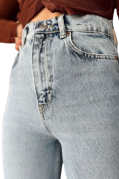 byhaziran butik Bianca Young Girl, albastru deschis, spălat cu zăpadă, talie înaltă, lycra, casual, anii 90, pantaloni largi
