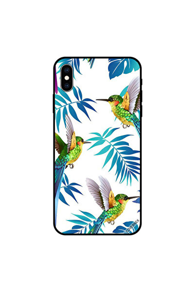 Covernex غطاء حماية لجهاز iPhone XS برسومات طيور لطيفة وأوراق كبيرة