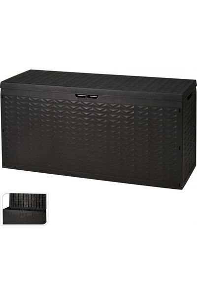 Koopman Outdoor Storage Box, Rattan Appearance, Closing Lid, 320L, Black