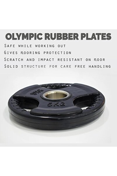 Delta Power DeltaPower 2-Inch Rubber Olympic Grip Weight Plates for Strength Training 5KG