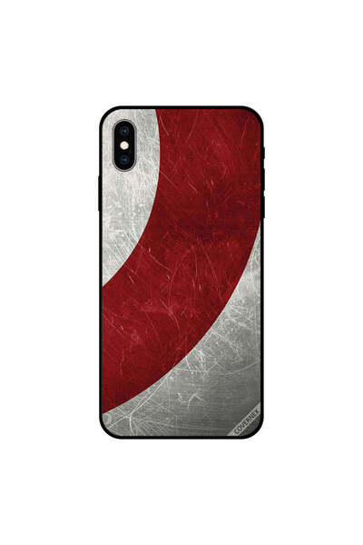 Covernex غطاء حماية لجهاز iPhone XS MAX بنمط خطوط دائرية باللون الأحمر الداكن