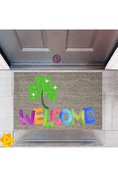 Mu Art Ahşap Door Mat Decorative Digital Printing Welcome P-2357