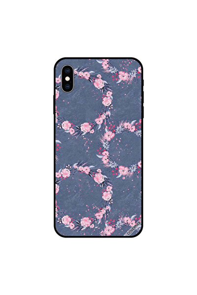 Covernex غطاء حماية لجهاز iPhone X بتصميم نقشة زهور دائرية رمادية داكنة