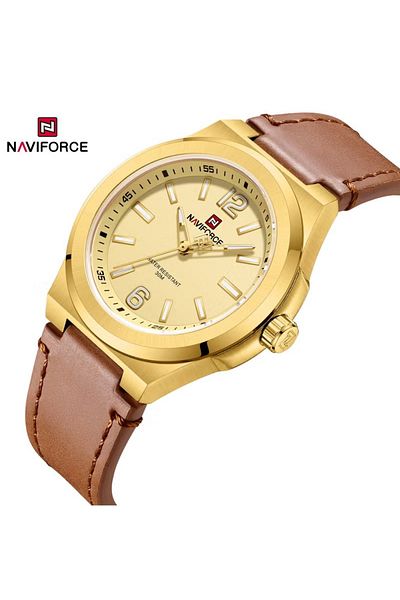 Naviforce Men's Minimalist Analog Watch – 40mm Dial, Leather Strap, Water Resistant, Classic Design