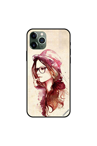 Covernex غطاء حماية لهاتف iPhone 11 Pro Max بتصميم فتاة لطيفة ترتدي قبعة وزجاج
