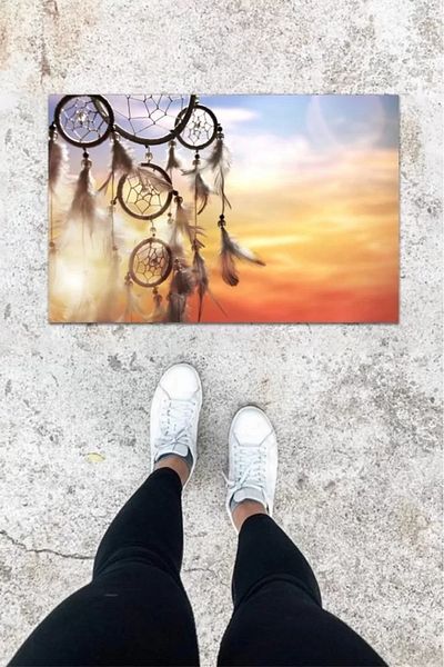 Mu Art Ahşap Digital Printing Colorful Dream Catcher Pattern Door Mat K-1039
