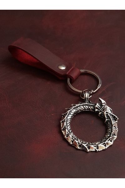 BSN Store Self-Eating Snake Figure Keychain Premium Handmade Real Leather Keychain