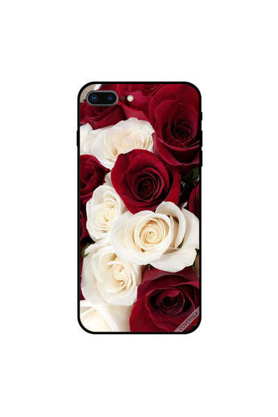 Covernex غطاء حماية لجهاز iPhone 8 Plus بنقشة ورود صغيرة باللونين الأبيض والأحمر