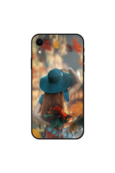 Covernex غطاء حماية لهاتف iPhone XR برسومات فتاة تخفي أوراق الحب